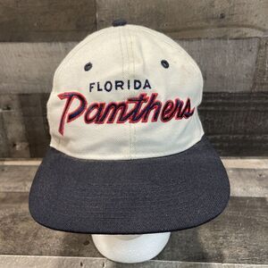 Vintage 90s Sports Specialties Florida Panthers Snapback White Navy Blue